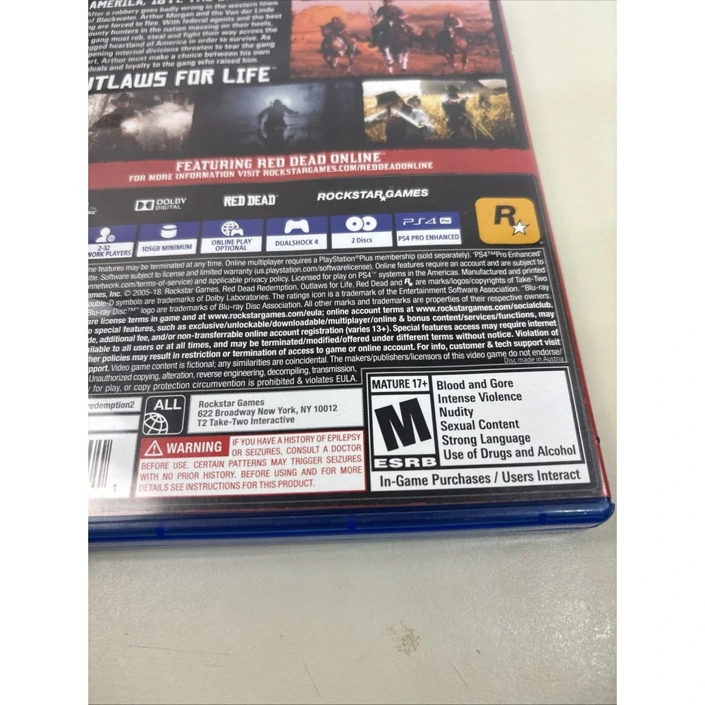 Red Dead Redemption II PS4 Sony PlayStation 4 Rockstar Games 2-Disc Set with Map